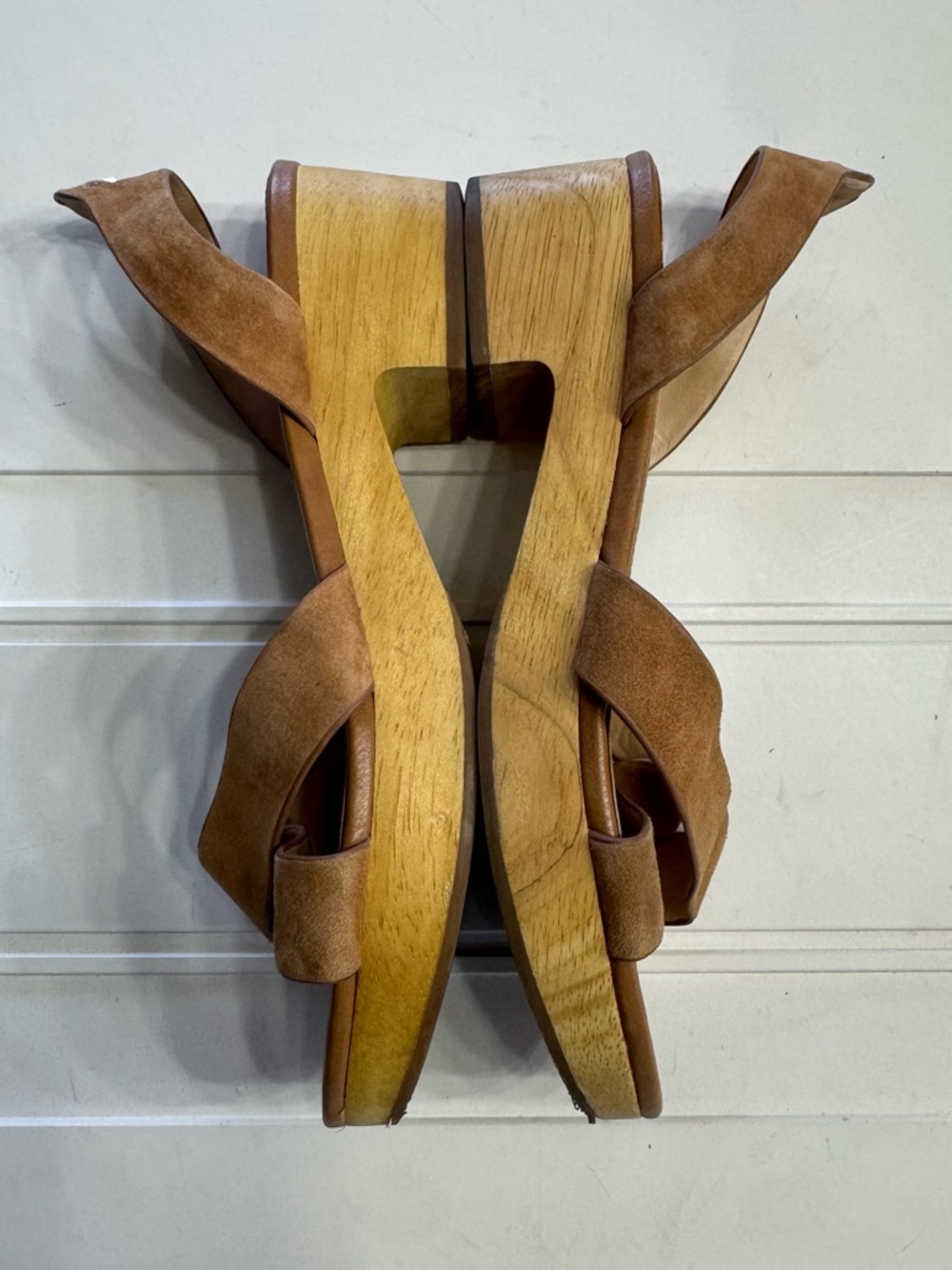 Sam Edelman Women’s Sz 8 Tan Yancy Wood Block Sandals (Scuffed Toes, See Photos) - Picture 7 of 8